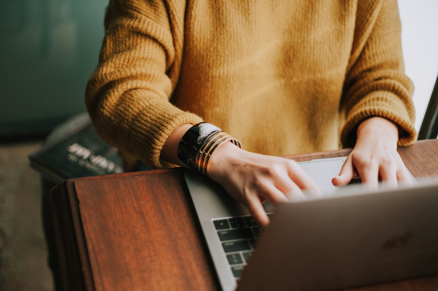 Candidate taking an online exam on a laptop