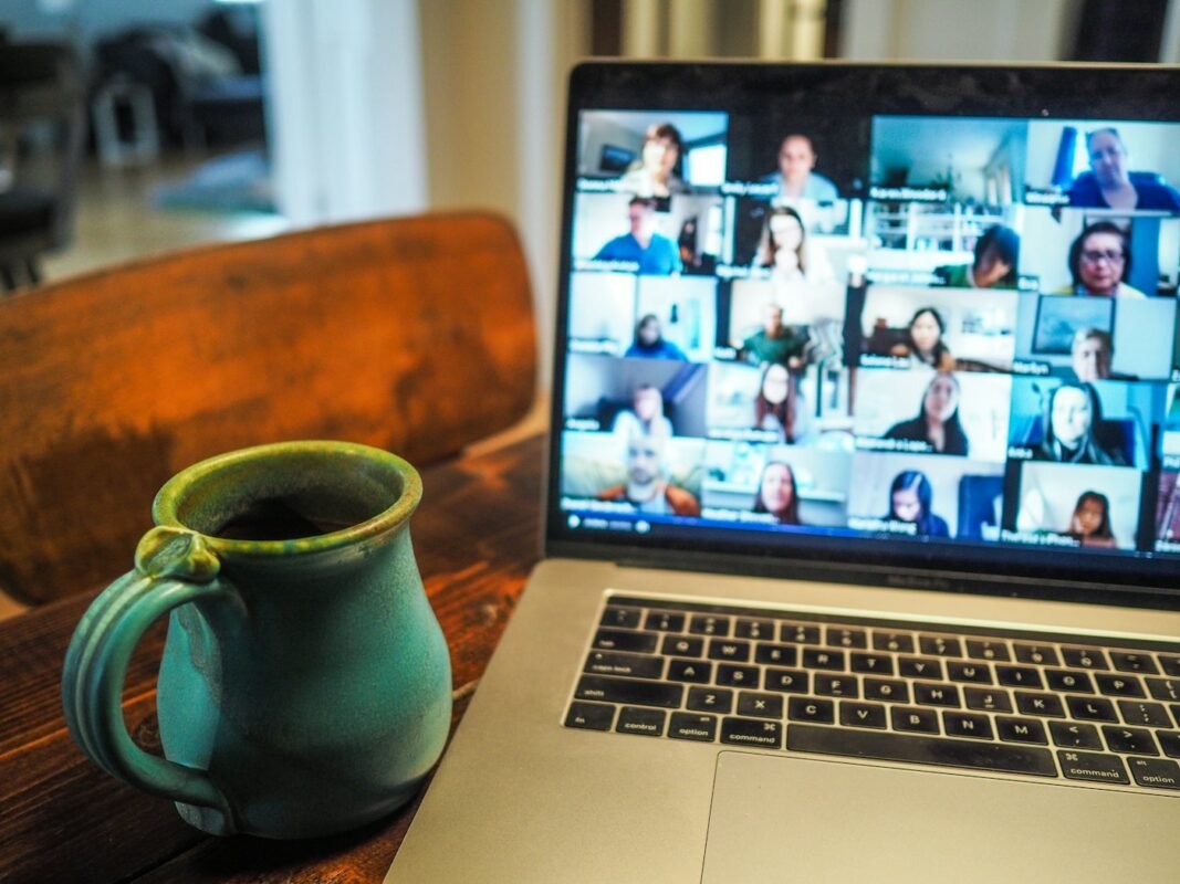 Remote meeting on a laptop